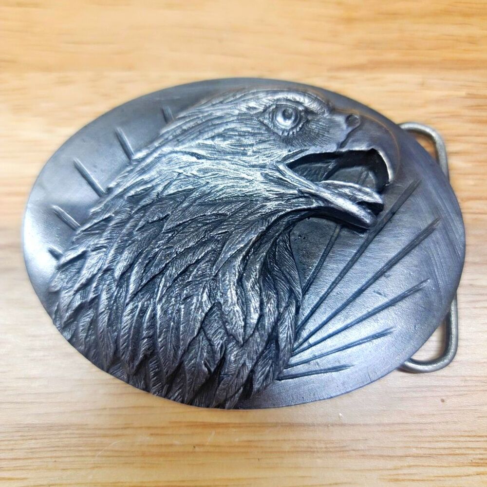 Siskiyou Buckle Co. Eagle Oval Metal Belt Buckle Silver Western MPN 0-50 1980s